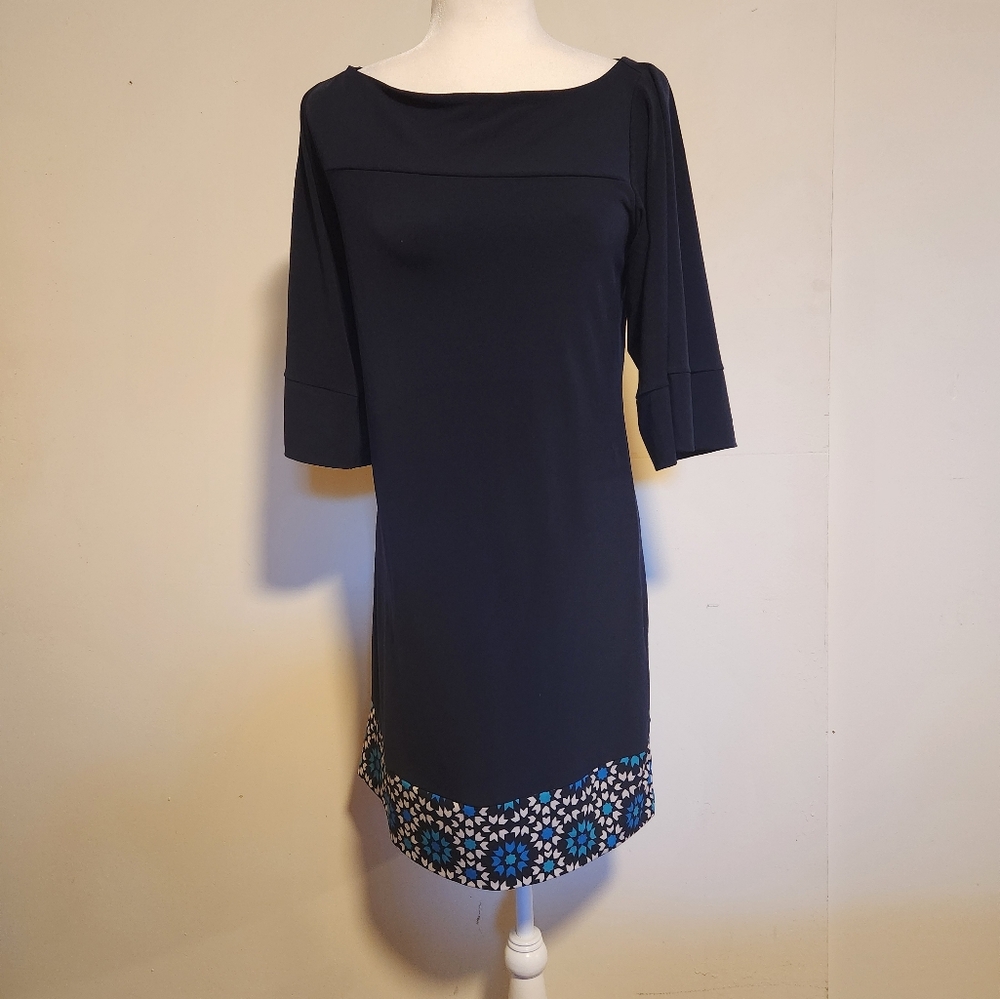 Banana Republic Navy Blue Shift Dress With Flared Quarter Sleeves Medium M EUC